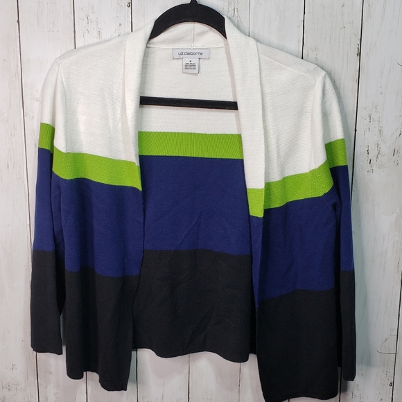 Liz Claiborne Striped Cardigan Sweater Size Medium - Picture 1 of 5